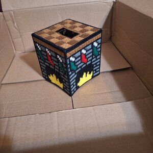 fireplace tissue box cover plastic canvas